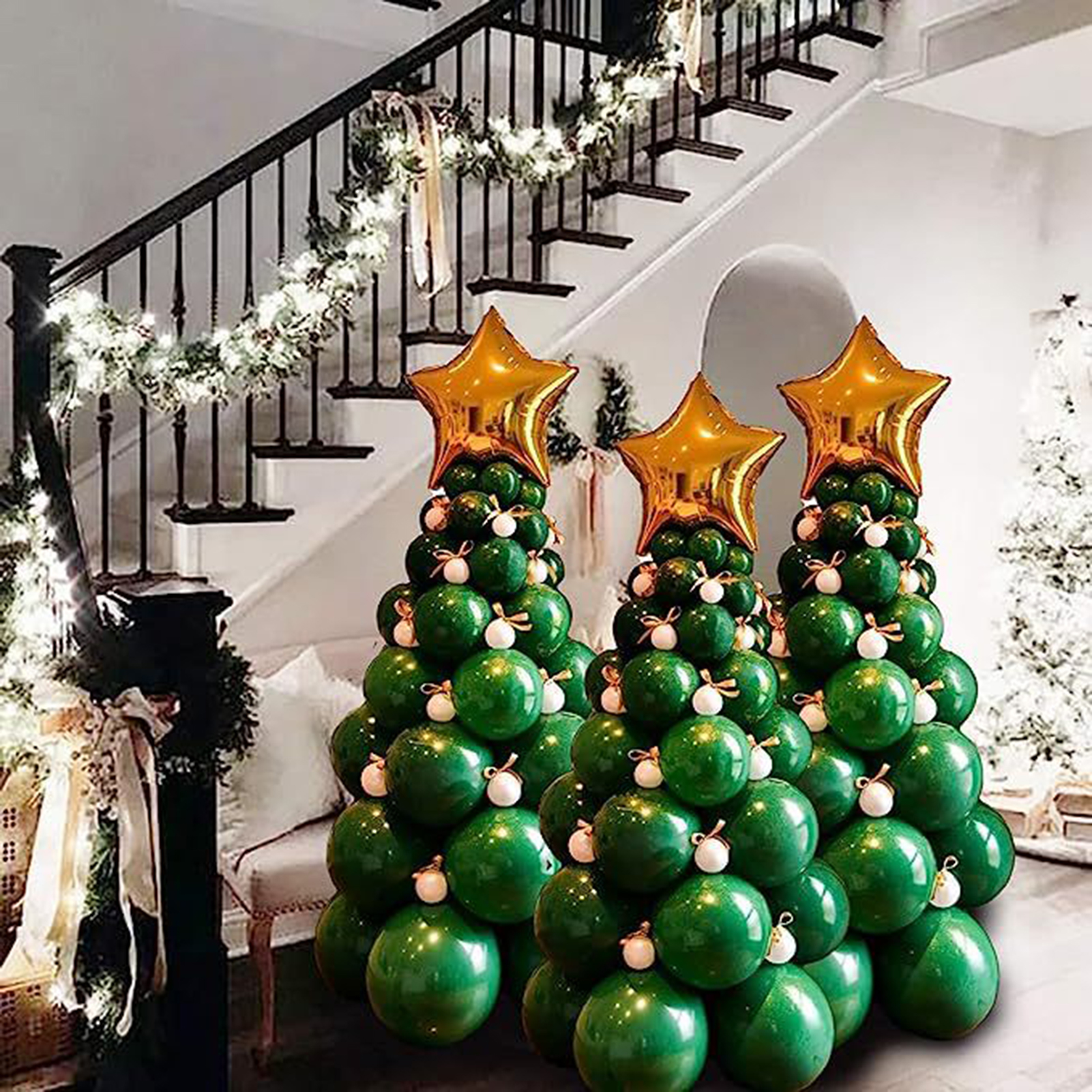 ZDWQFA Arch Party Decoration Kit with Christmas Tree Balloons, 92 Pieces